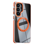 Til Samsung Galaxy S26+ Magnetisk Cover Roterende Ring Kickstand Dobbeltfarvet Akryl + TPU Gennemsigtigt Telefoncover