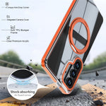 Til Samsung Galaxy S26+ Magnetisk Cover Roterende Ring Kickstand Dobbeltfarvet Akryl + TPU Gennemsigtigt Telefoncover