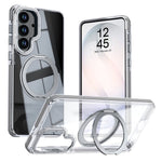 Til Samsung Galaxy S26+ Magnetisk Cover Roterende Ring Kickstand Dobbeltfarvet Akryl + TPU Gennemsigtigt Telefoncover