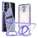 Til Samsung Galaxy S26+ Magnetisk Cover Roterende Ring Kickstand Dobbeltfarvet Akryl + TPU Gennemsigtigt Telefoncover