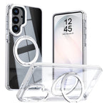 Til Samsung Galaxy S26+ Magnetisk Cover Roterende Ring Kickstand Dobbeltfarvet Akryl + TPU Gennemsigtigt Telefoncover
