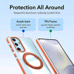 For Samsung Galaxy S24 FE Magnetic Case Rotating Ring Kickstand Dual Color Acrylic + TPU Clear Phone Cover