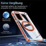 For Samsung Galaxy S24 FE Magnetic Case Rotating Ring Kickstand Dual Color Acrylic + TPU Clear Phone Cover