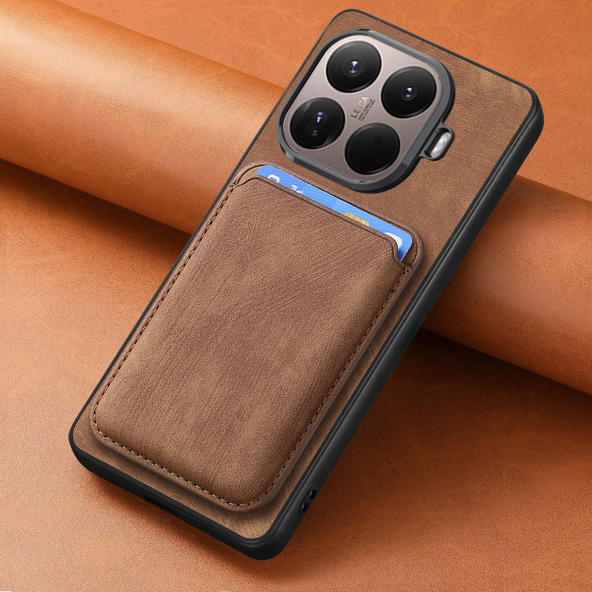 For Xiaomi 17T Pro Case Compatible with MagSafe Leather Back Cover with Detachable Card Holder