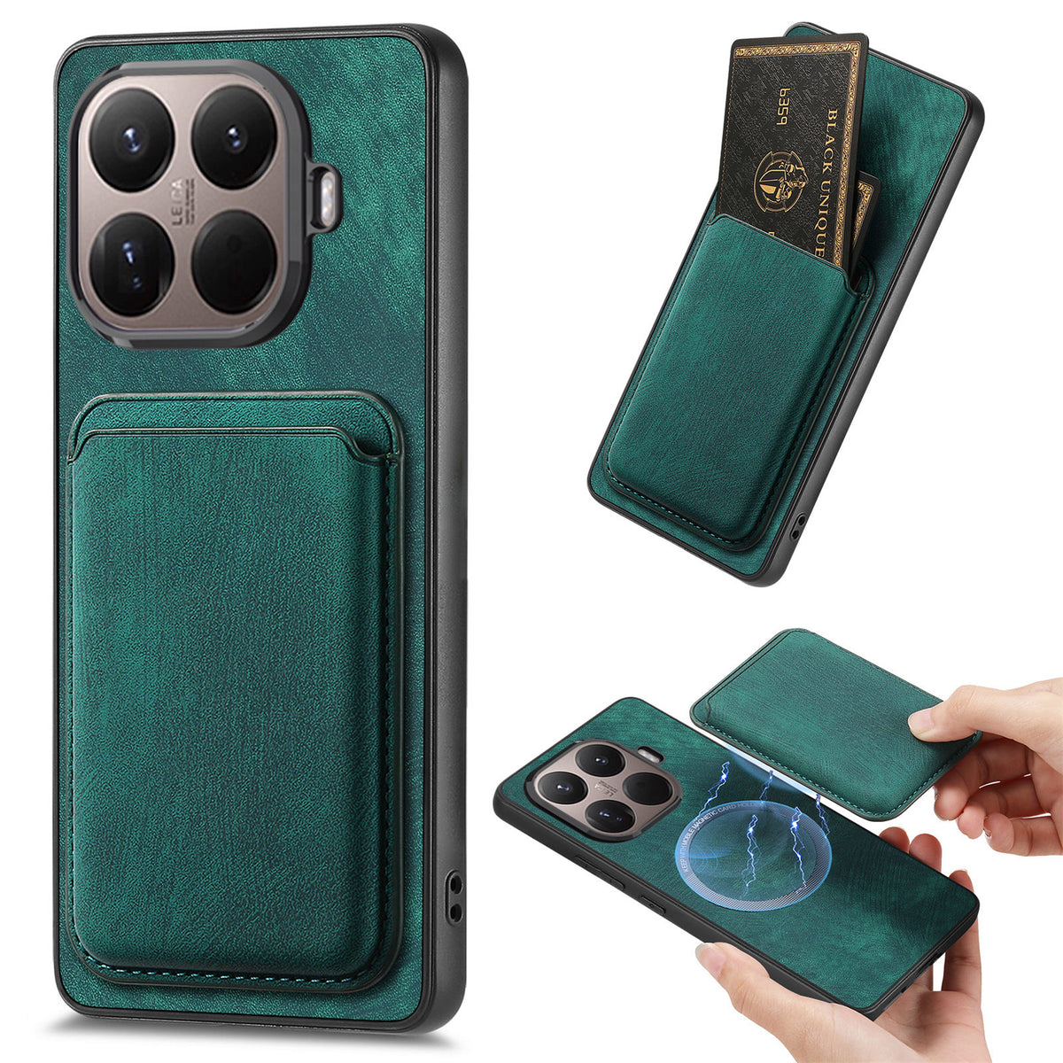 For Xiaomi 17T Pro Case Compatible with MagSafe Leather Back Cover with Detachable Card Holder