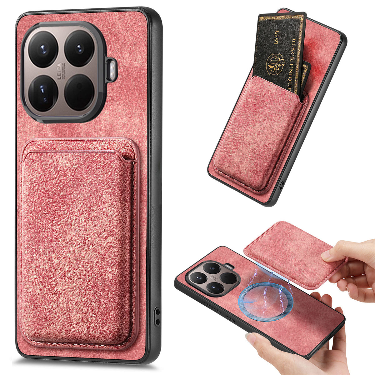 For Xiaomi 17T Pro Case Compatible with MagSafe Leather Back Cover with Detachable Card Holder