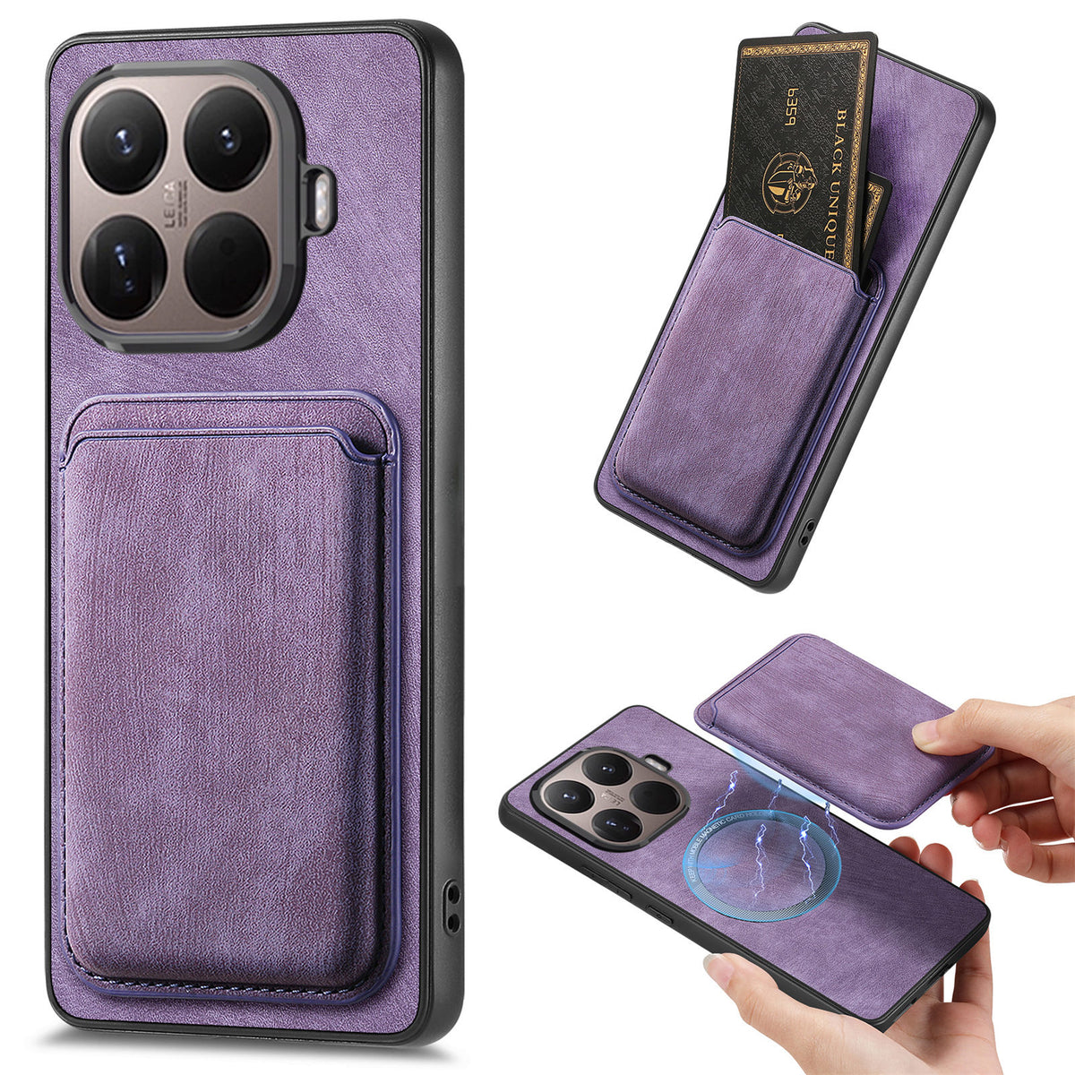 For Xiaomi 17T Pro Case Compatible with MagSafe Leather Back Cover with Detachable Card Holder