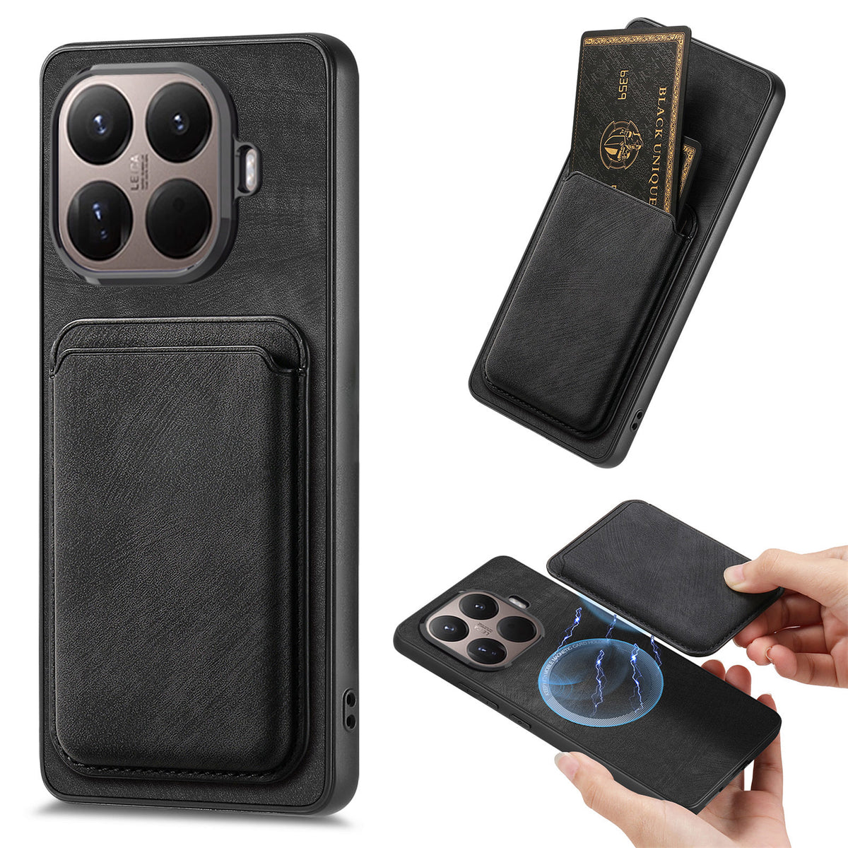 For Xiaomi 17T Pro Case Compatible with MagSafe Leather Back Cover with Detachable Card Holder