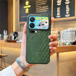 For Xiaomi 17 Pro Magnetic Phone Case with Grid Pattern Protective PU Leather + PC Cover