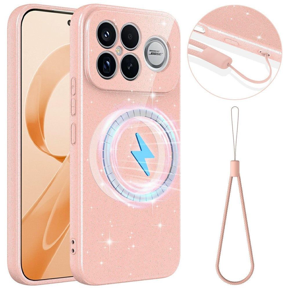 For Xiaomi Redmi K90 Pro Max 5G  /  Poco F8 Ultra Magnetic Case Glitter TPU Shockproof Phone Cover with Lanyard