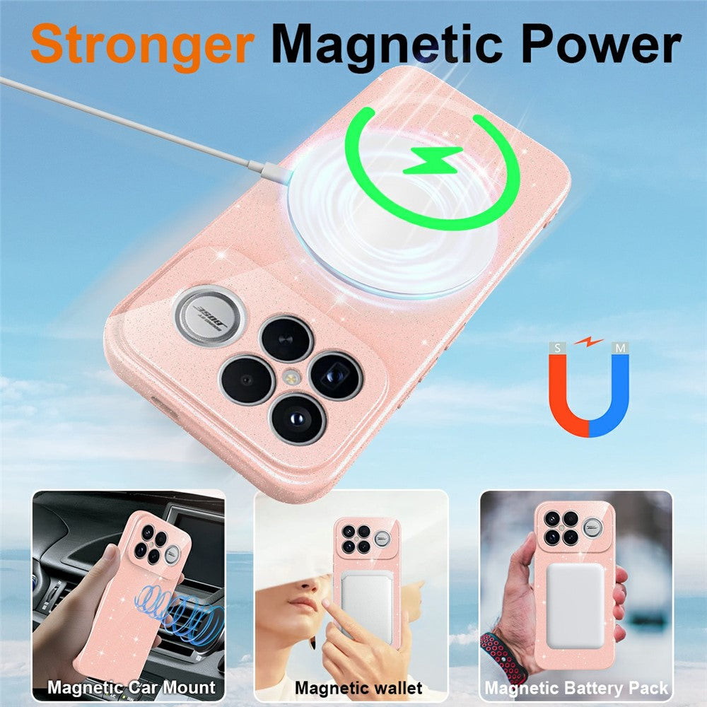 For Xiaomi Redmi K90 Pro Max 5G  /  Poco F8 Ultra Magnetic Case Glitter TPU Shockproof Phone Cover with Lanyard