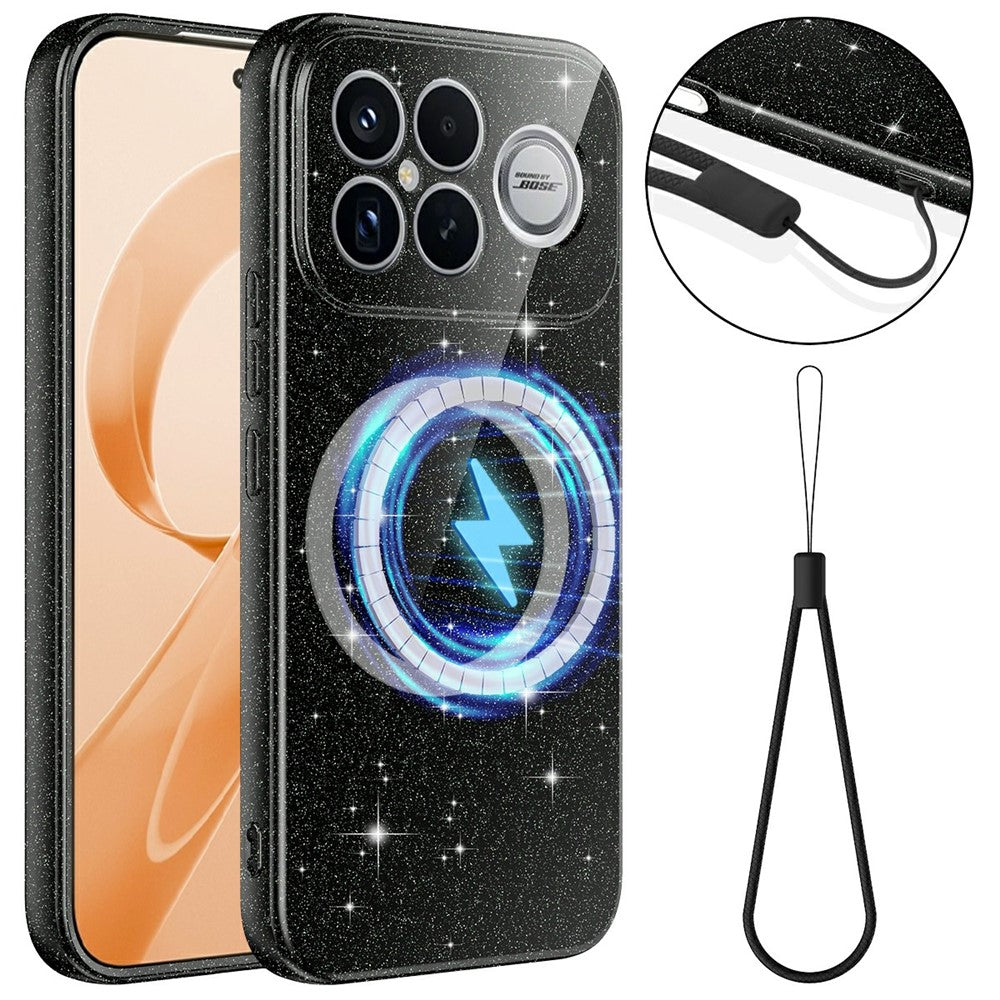 For Xiaomi Redmi K90 Pro Max 5G  /  Poco F8 Ultra Magnetic Case Glitter TPU Shockproof Phone Cover with Lanyard