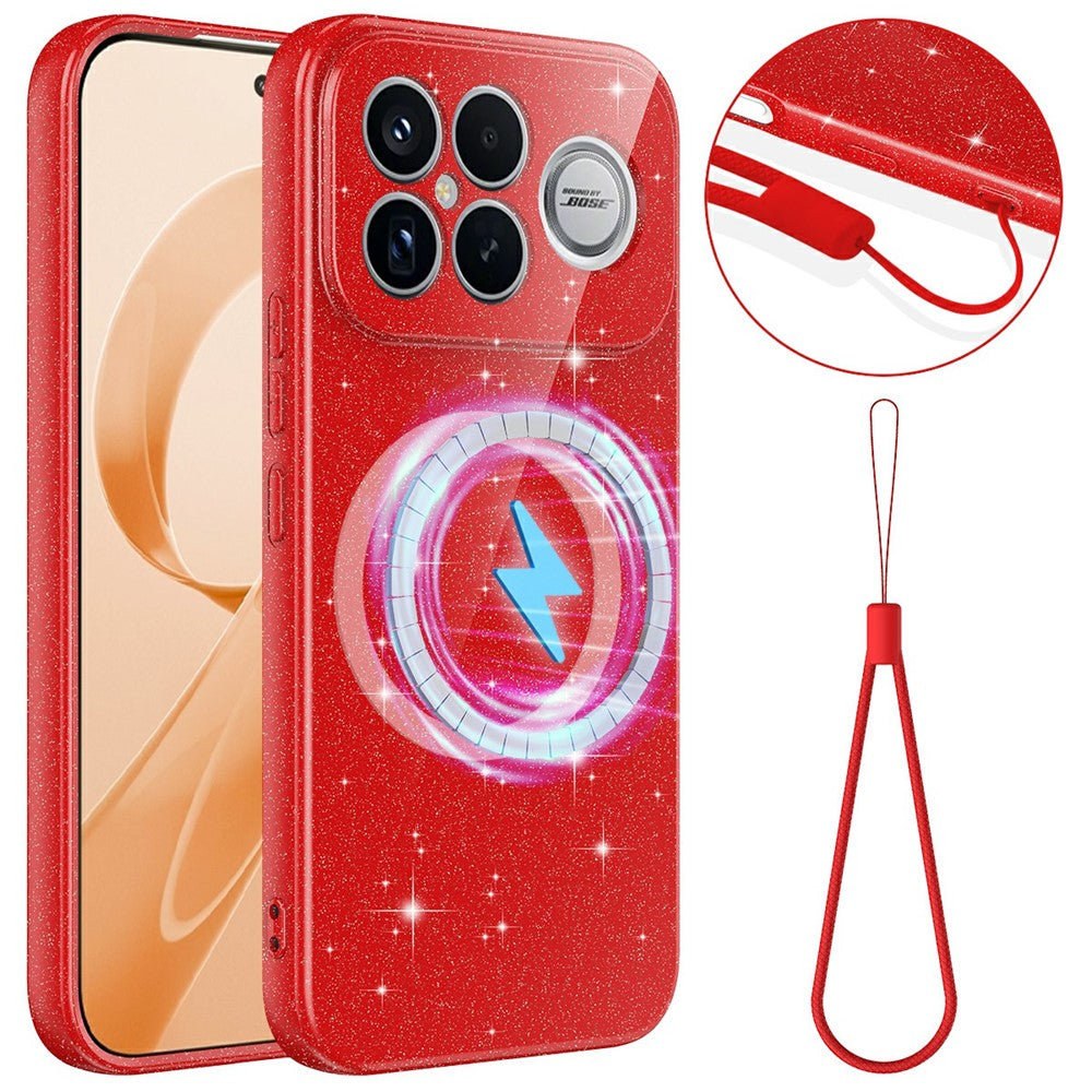 For Xiaomi Redmi K90 Pro Max 5G  /  Poco F8 Ultra Magnetic Case Glitter TPU Shockproof Phone Cover with Lanyard