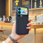 For Xiaomi 17 Pro Max Magnetic Phone Case with Grid Pattern Protective PU Leather + PC Cover