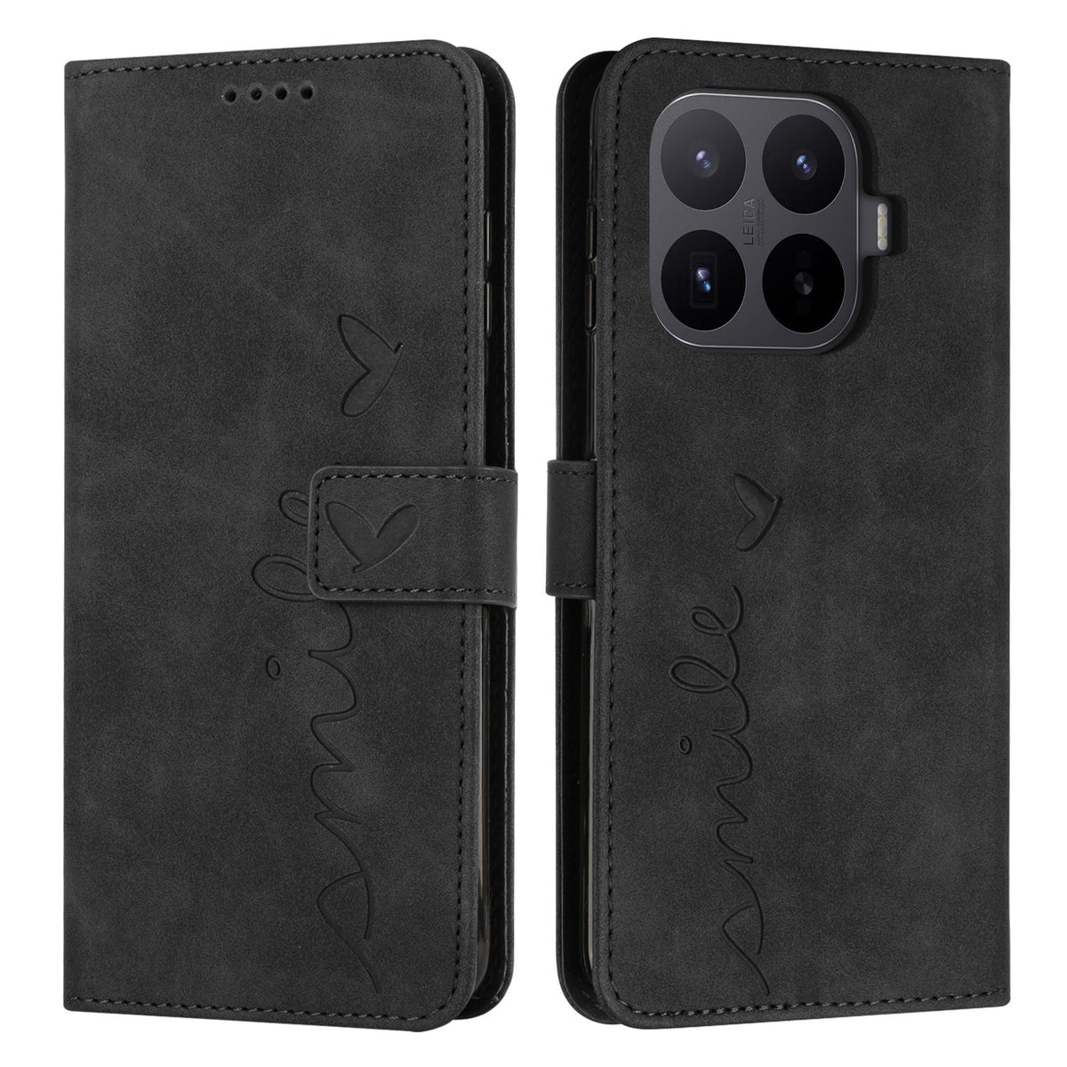 For Xiaomi 17T Pro Stand Case PU Leather Phone Cover Imprinted Heart Pattern