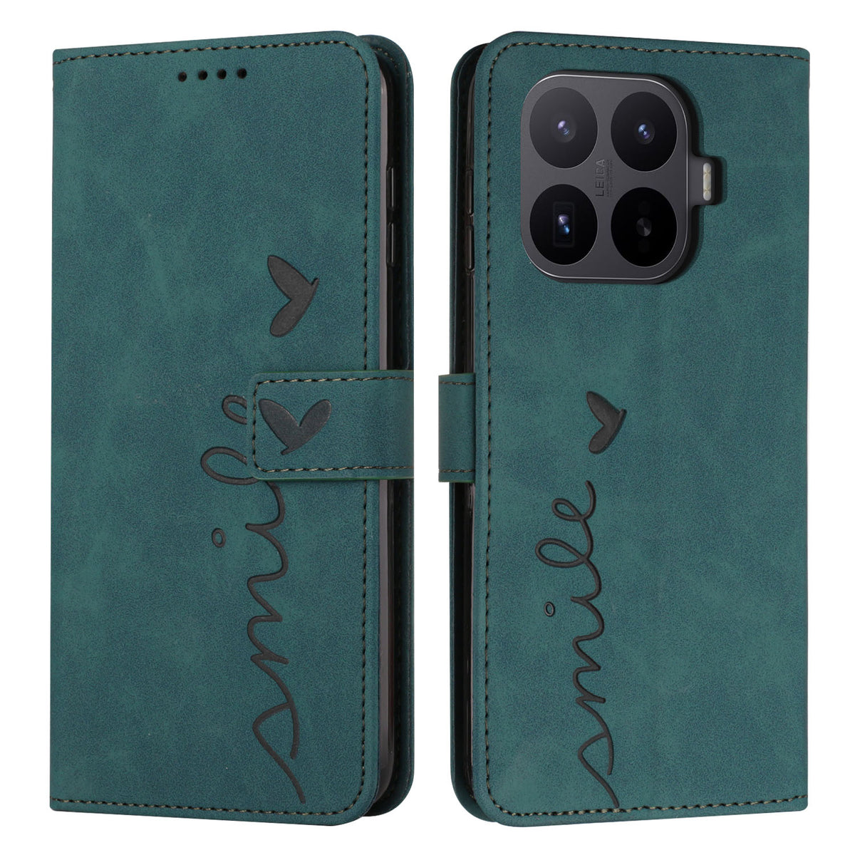 For Xiaomi 17T Pro Stand Case PU Leather Phone Cover Imprinted Heart Pattern