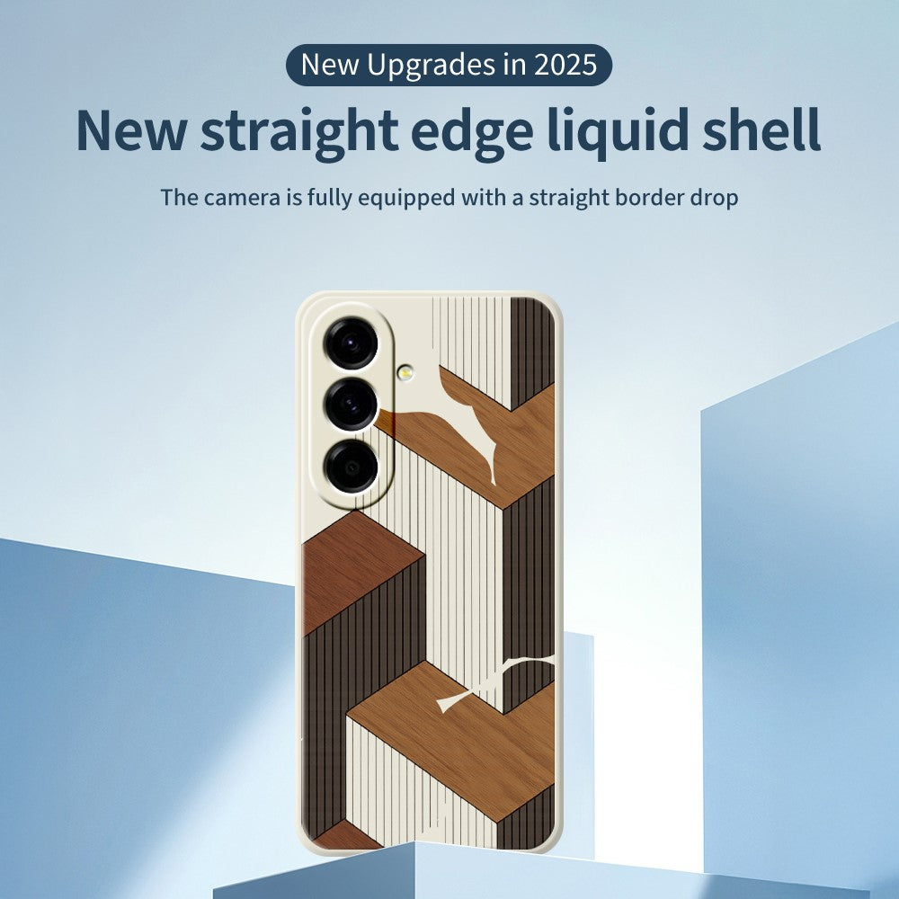 For Samsung Galaxy A37 5G Case Geometric Wood Grain Pattern Printing Straight Edge TPU Phone Back Cover