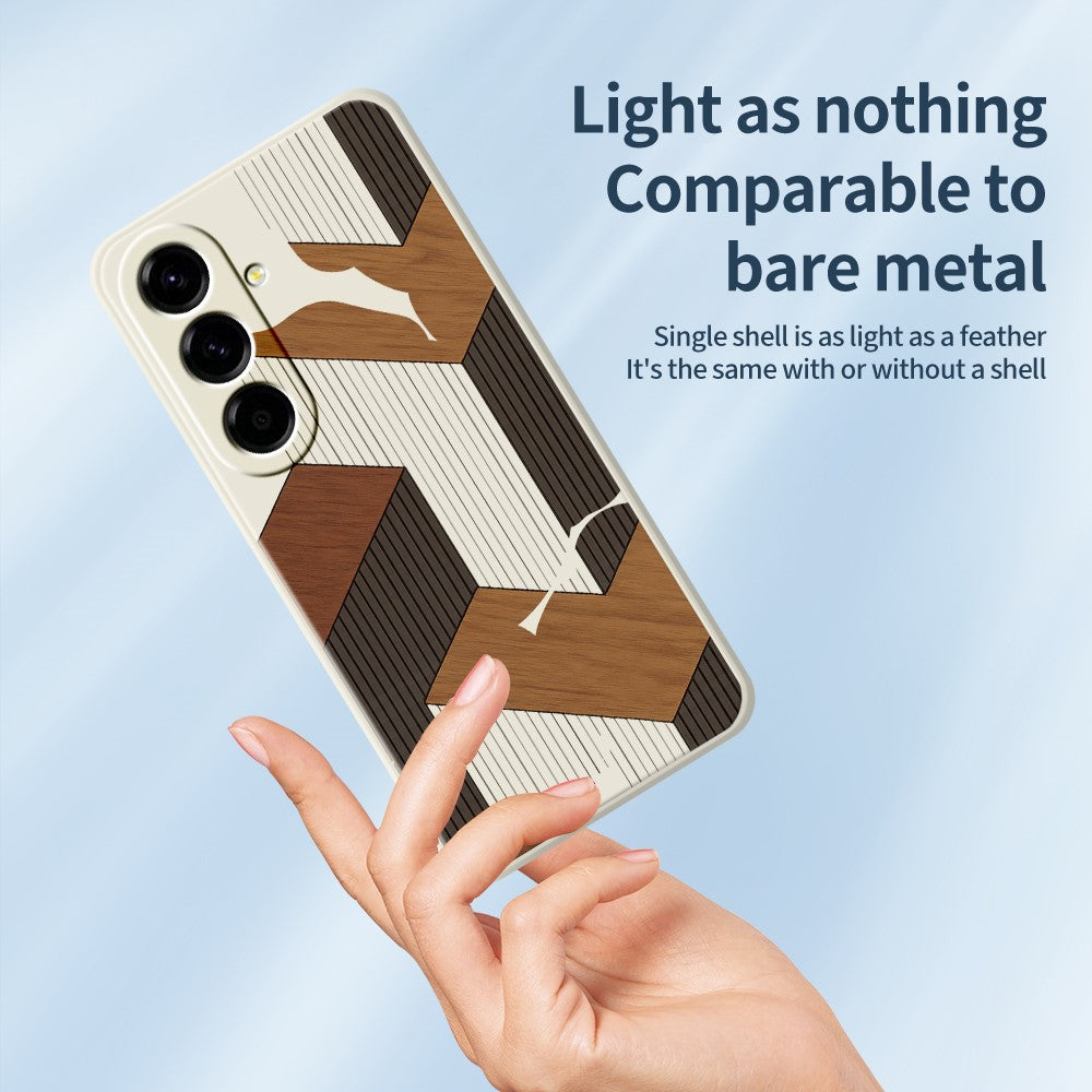 For Samsung Galaxy A37 5G Case Geometric Wood Grain Pattern Printing Straight Edge TPU Phone Back Cover