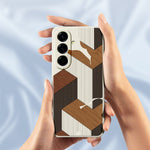 For Samsung Galaxy A37 5G Case Geometric Wood Grain Pattern Printing Straight Edge TPU Phone Back Cover