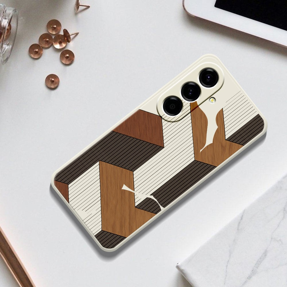 For Samsung Galaxy A37 5G Case Geometric Wood Grain Pattern Printing Straight Edge TPU Phone Back Cover