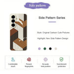 For Samsung Galaxy A37 5G Case Geometric Wood Grain Pattern Printing Straight Edge TPU Phone Back Cover