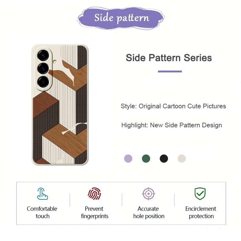For Samsung Galaxy A37 5G Case Geometric Wood Grain Pattern Printing Straight Edge TPU Phone Back Cover
