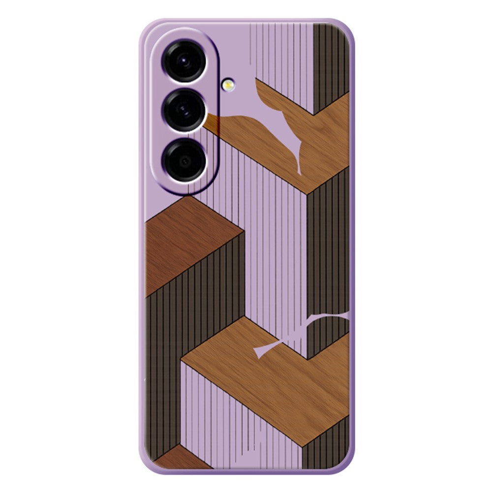 For Samsung Galaxy A37 5G Case Geometric Wood Grain Pattern Printing Straight Edge TPU Phone Back Cover