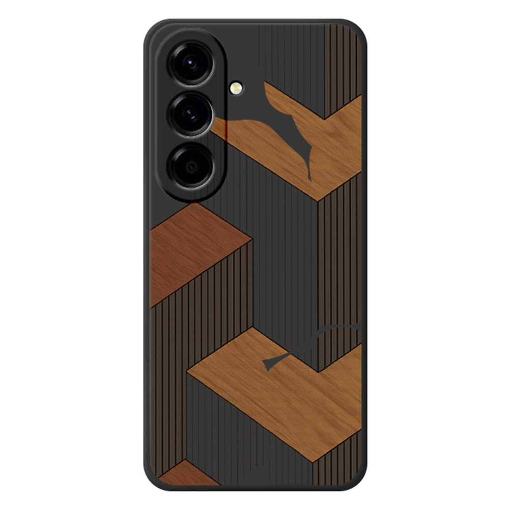 For Samsung Galaxy A37 5G Case Geometric Wood Grain Pattern Printing Straight Edge TPU Phone Back Cover