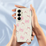 For Samsung Galaxy A27 5G Case Pink Bow Love Pattern Printing Straight Edge TPU Phone Back Cover