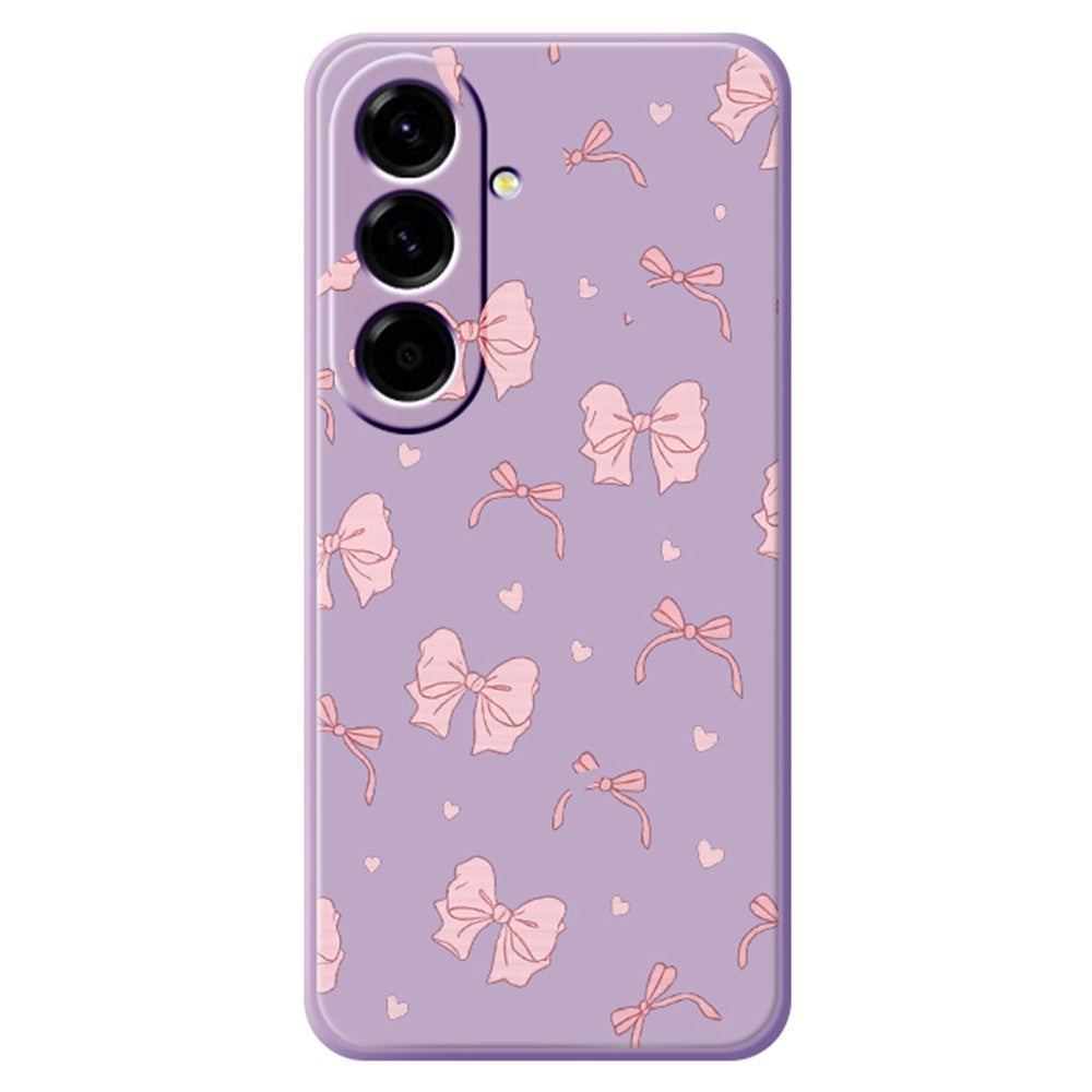 For Samsung Galaxy A27 5G Case Pink Bow Love Pattern Printing Straight Edge TPU Phone Back Cover