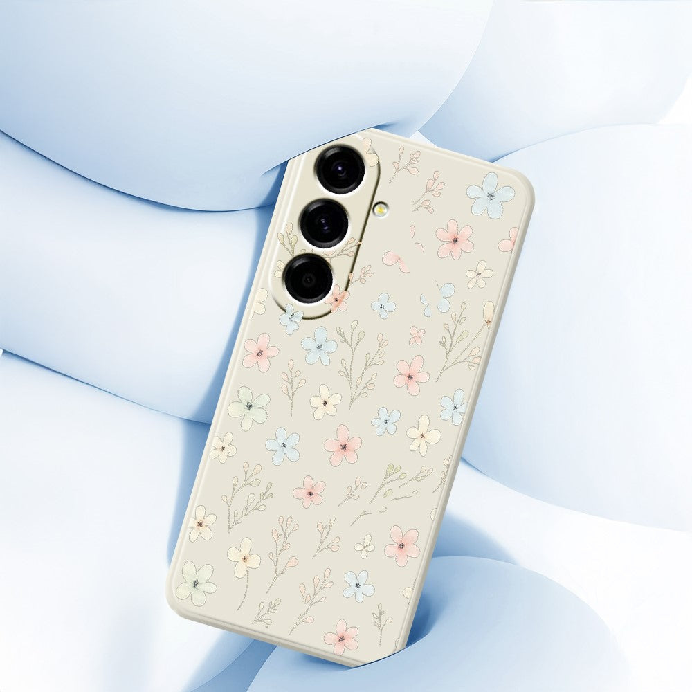 For Samsung Galaxy A27 5G Case Small Flower Branches Pattern Printing Straight Edge TPU Phone Back Cover