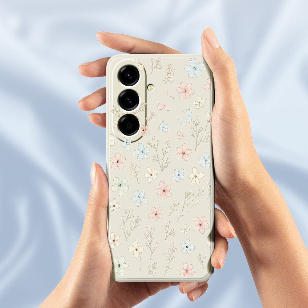 For Samsung Galaxy A27 5G Case Small Flower Branches Pattern Printing Straight Edge TPU Phone Back Cover