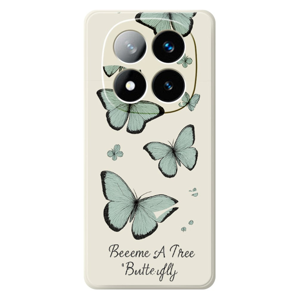 For Xiaomi Redmi Note 15 5G (Global)  /  Poco M8 5G Case Green Butterfly Pattern Printing Straight Edge TPU Phone Back Cover