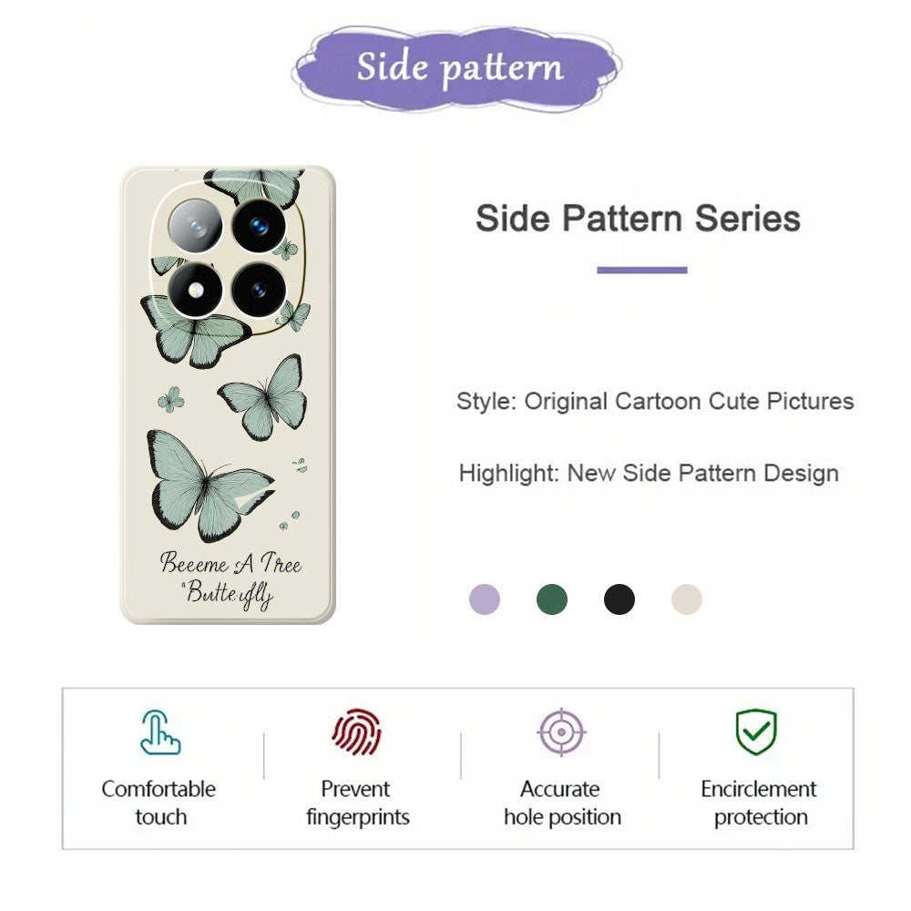 For Xiaomi Redmi Note 15 5G (Global)  /  Poco M8 5G Case Green Butterfly Pattern Printing Straight Edge TPU Phone Back Cover