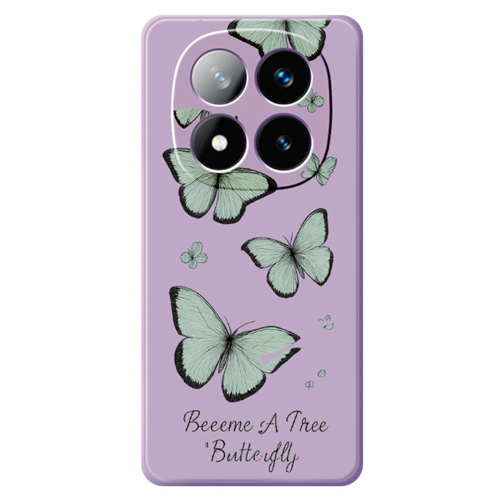 For Xiaomi Redmi Note 15 5G (Global)  /  Poco M8 5G Case Green Butterfly Pattern Printing Straight Edge TPU Phone Back Cover