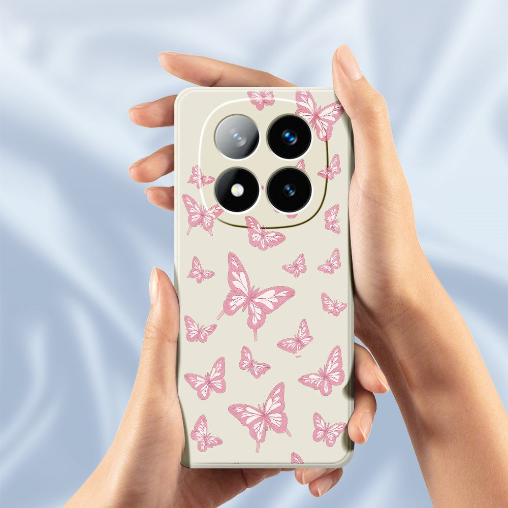 For Xiaomi Redmi Note 15 5G (Global)  /  Poco M8 5G Case Pink Butterflies Pattern Printing Straight Edge TPU Phone Back Cover