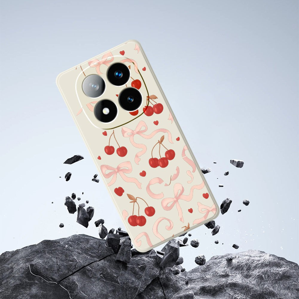 For Xiaomi Redmi Note 15 5G (Global)  /  Poco M8 5G Case Big Bow Cherry Pattern Printing Straight Edge TPU Phone Back Cover