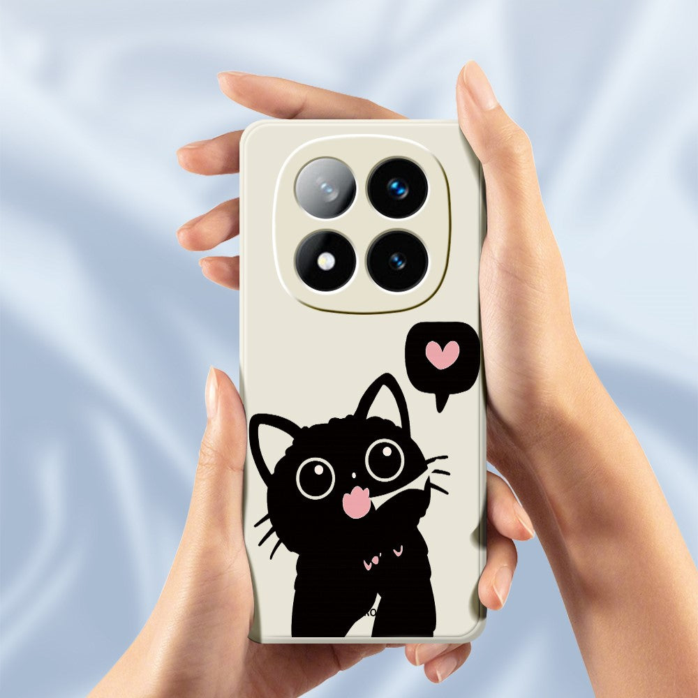 For Xiaomi Redmi Note 15 5G (Global)  /  Poco M8 5G Case Love Black Cat Pattern Printing Straight Edge TPU Phone Back Cover