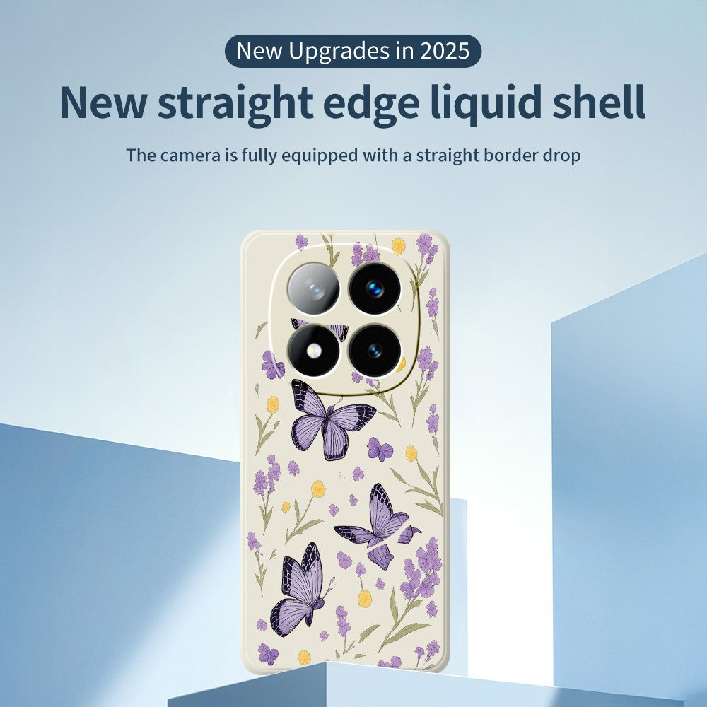 For Xiaomi Redmi Note 15 5G (Global)  /  Poco M8 5G Case Purple Butterflies Pattern Printing Straight Edge TPU Phone Back Cover