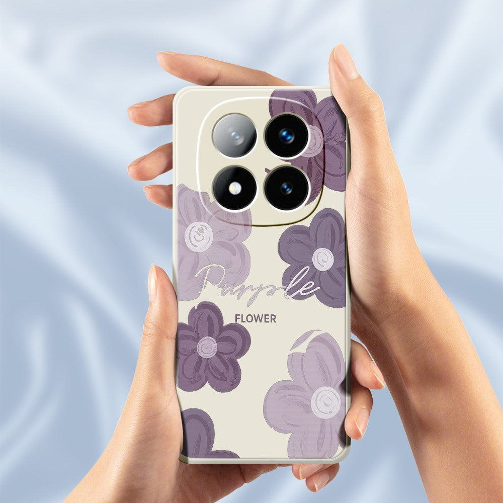 For Xiaomi Redmi Note 15 5G (Global)  /  Poco M8 5G Case Purple Flower Pattern Printing Straight Edge TPU Phone Back Cover