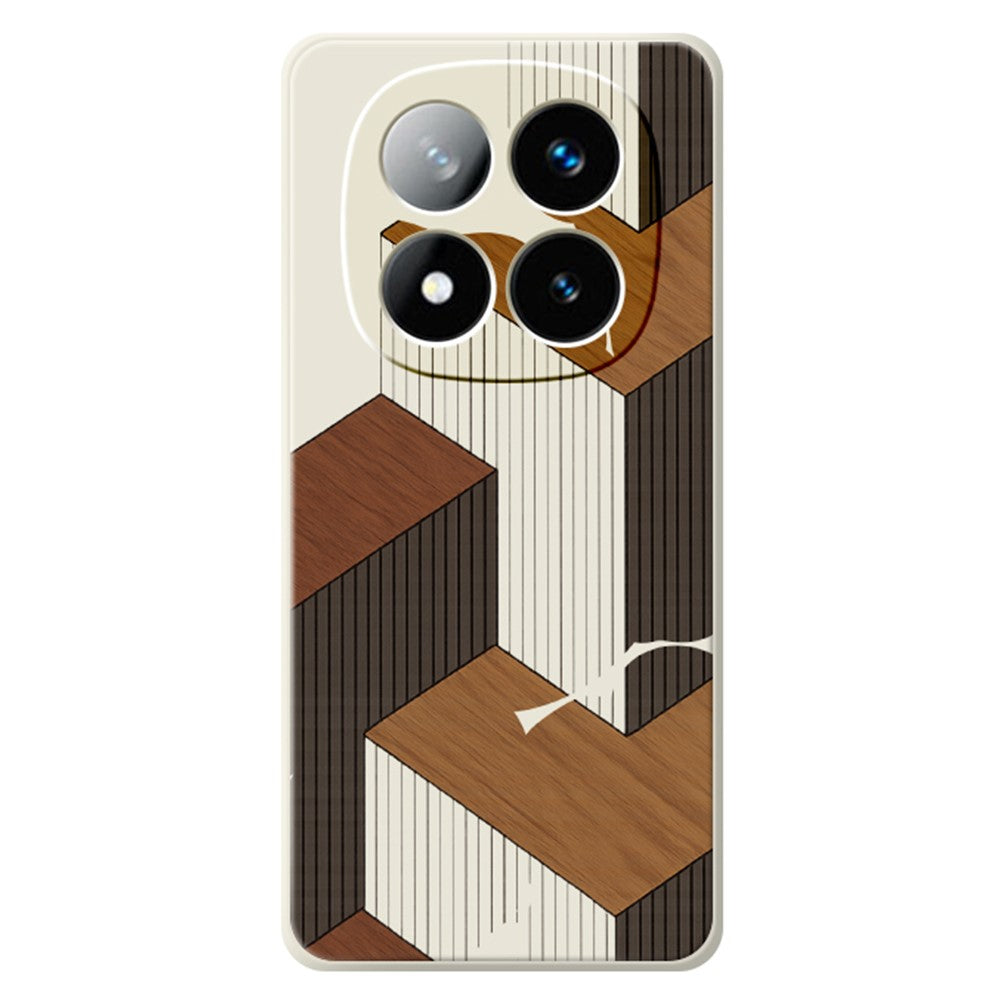 For Xiaomi Redmi Note 15 5G (Global) / Poco M8 5G Case Geometric Wood Grain Pattern Printing Straight Edge TPU Phone Back Cover