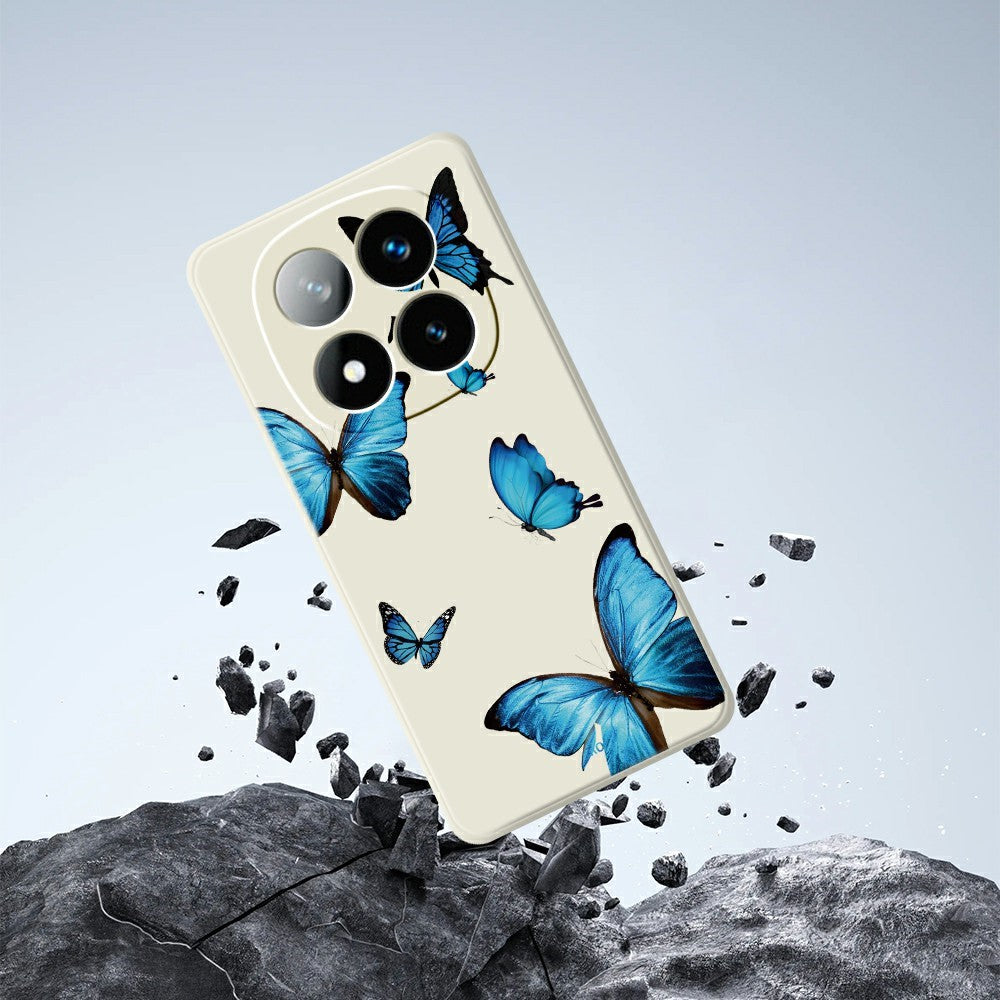 For Xiaomi Redmi Note 15 Pro 5G (Global) Case Blue Butterflies Pattern Printing Straight Edge TPU Phone Back Cover