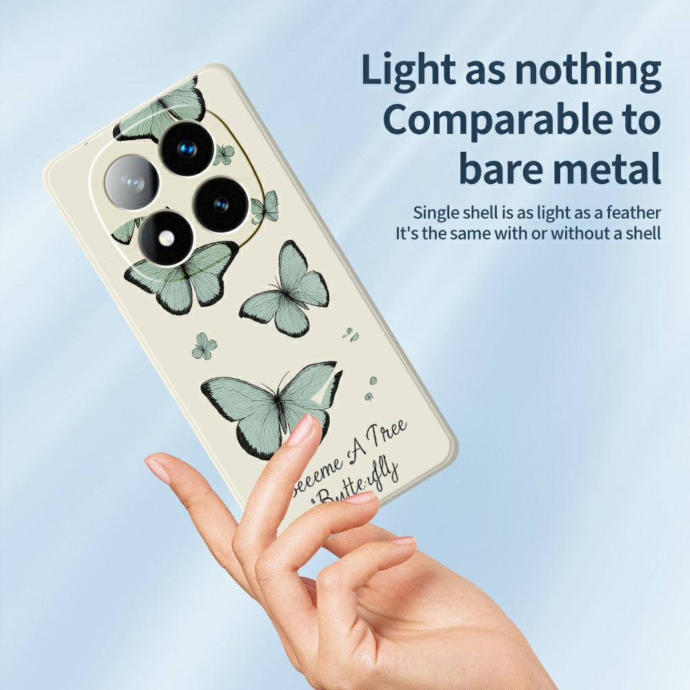 For Xiaomi Redmi Note 15 Pro 5G (Global) Case Green Butterfly Pattern Printing Straight Edge TPU Phone Back Cover