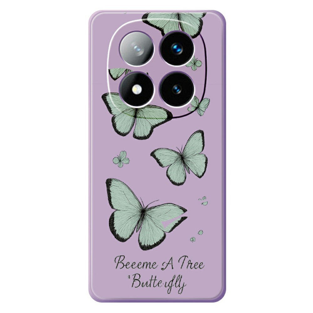 For Xiaomi Redmi Note 15 Pro 5G (Global) Case Green Butterfly Pattern Printing Straight Edge TPU Phone Back Cover
