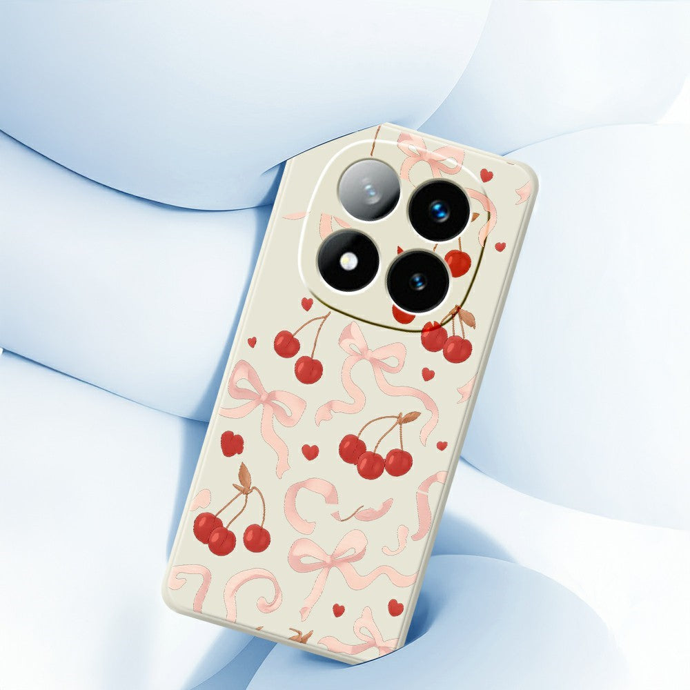 For Xiaomi Redmi Note 15 Pro 5G (Global) Case Big Bow Cherry Pattern Printing Straight Edge TPU Phone Back Cover
