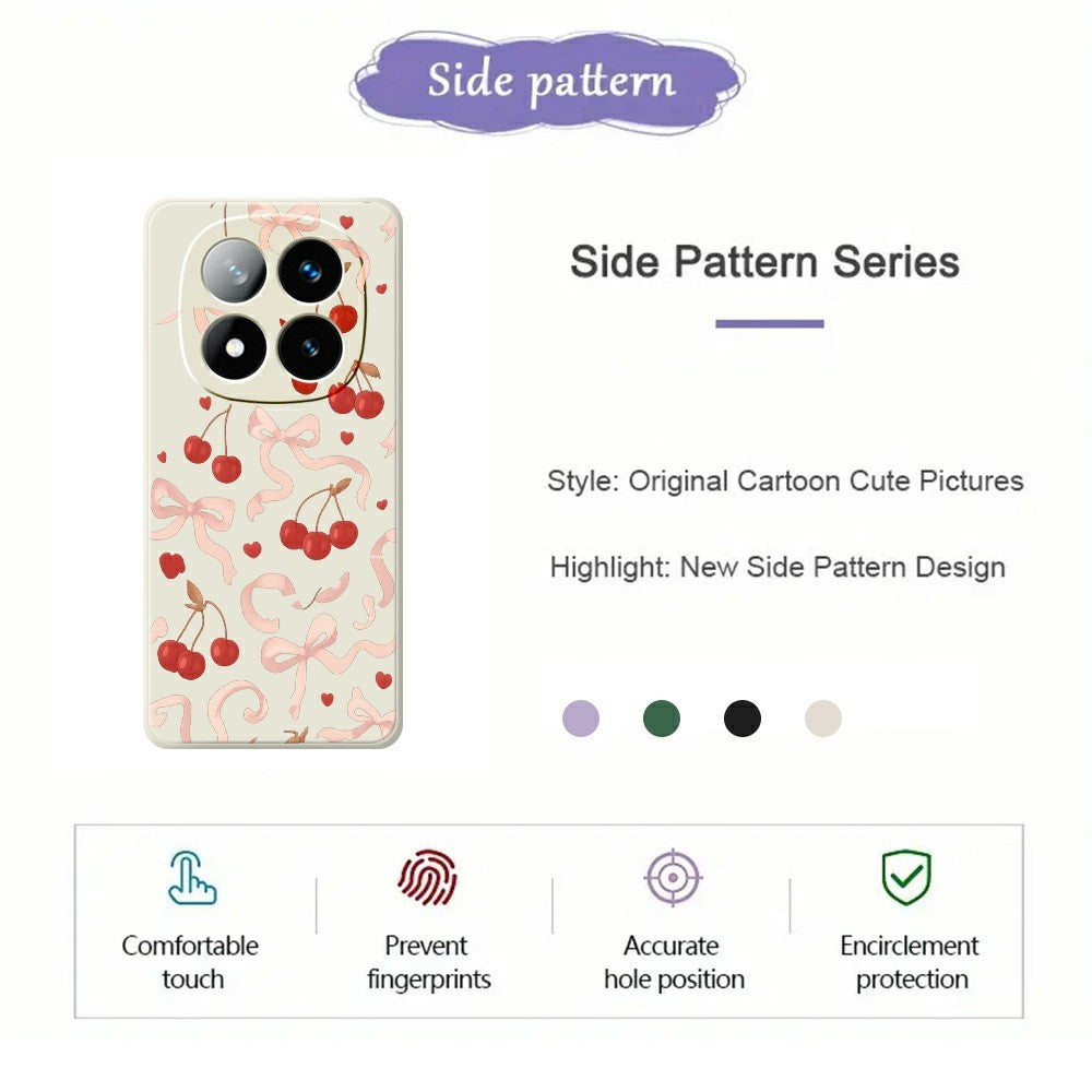 For Xiaomi Redmi Note 15 Pro 5G (Global) Case Big Bow Cherry Pattern Printing Straight Edge TPU Phone Back Cover