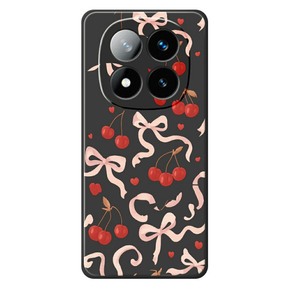 For Xiaomi Redmi Note 15 Pro 5G (Global) Case Big Bow Cherry Pattern Printing Straight Edge TPU Phone Back Cover