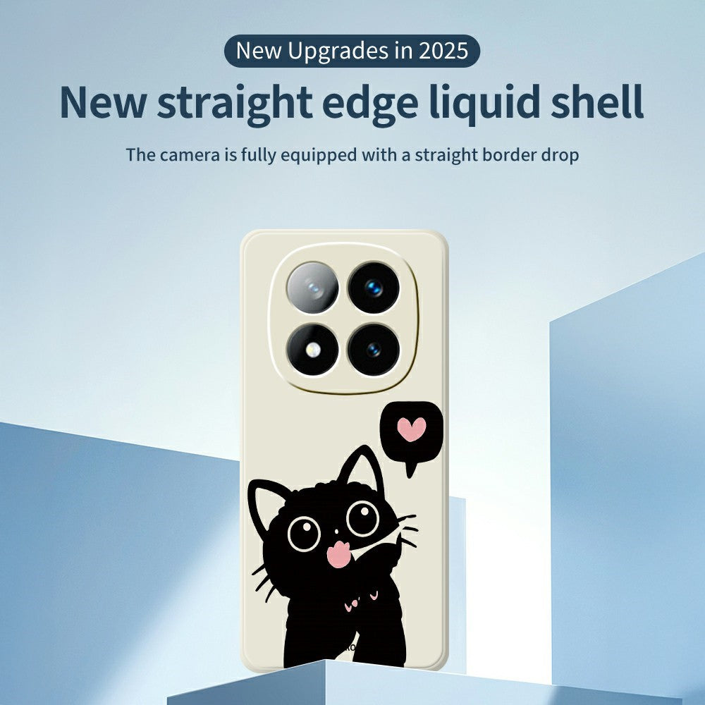 For Xiaomi Redmi Note 15 Pro 5G (Global) Case Love Black Cat Pattern Printing Straight Edge TPU Phone Back Cover