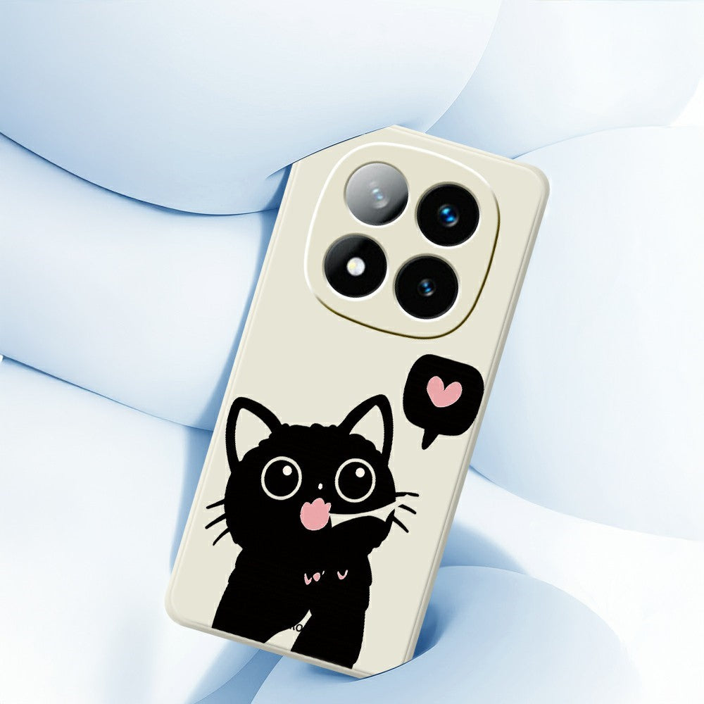 For Xiaomi Redmi Note 15 Pro 5G (Global) Case Love Black Cat Pattern Printing Straight Edge TPU Phone Back Cover