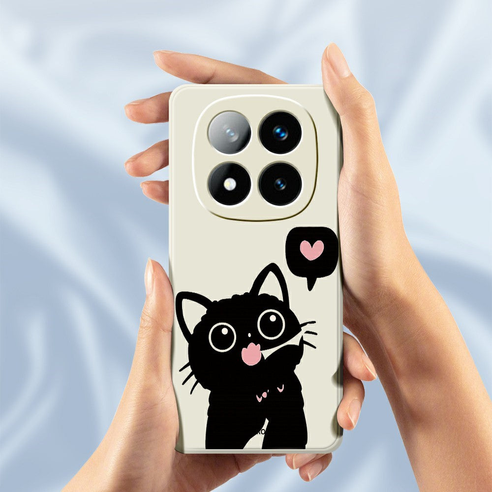For Xiaomi Redmi Note 15 Pro 5G (Global) Case Love Black Cat Pattern Printing Straight Edge TPU Phone Back Cover